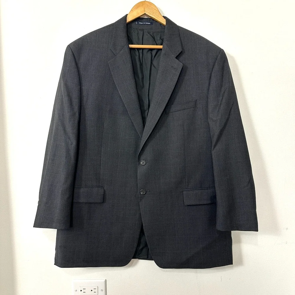 VTG 90s Ralph Lauren Wool Suit Set‎ 48R 43x31 Gray Glen Plaid Power Suit Canada